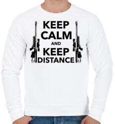 printfashion Keep calm and keep distance - Férfi pulóver - Fehér (447396)