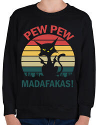 printfashion Pew pew madafakas cica - Gyerek pulóver - Fekete (6129325)