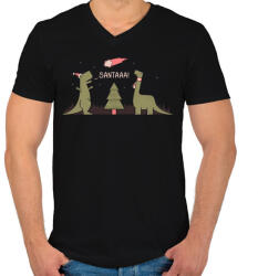 printfashion Télapóóó - Férfi V-nyakú póló - Fekete (438923)