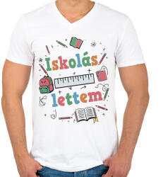 printfashion Iskolás lettem - Férfi V-nyakú póló - Fehér (16417438)