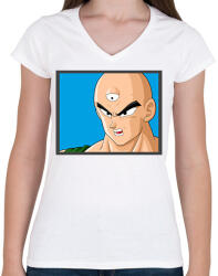 printfashion Tien Shinhan - Női V-nyakú póló - Fehér (12364974)