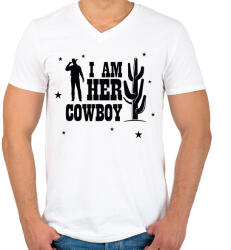 printfashion I'm her cowboy - Férfi V-nyakú póló - Fehér (7507454)