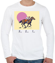 printfashion 3. . . 2. . . 1. . . lovaglás - Férfi hosszú ujjú póló - Fehér (6325351)