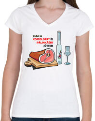 printfashion Csak a kóstolóért. . - Női V-nyakú póló - Fehér (2149855)