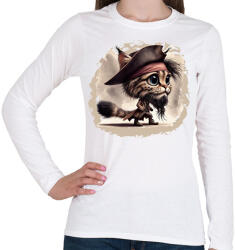 printfashion Hiúz Jack Sparrow kapitány jelmezben - Női hosszú ujjú póló - Fehér (15717352)