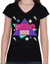 printfashion Retro disco - Női V-nyakú póló - Fekete (13293242)