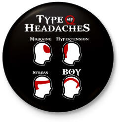 printfashion God of War - Types of Headaches - Kitűző, hűtőmágnes - Fekete (5708671)