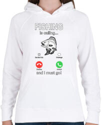 printfashion FISHING - Női kapucnis pulóver - Fehér (13087258)