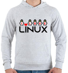 printfashion I love linux - Férfi kapucnis pulóver - Sport szürke (3530735)
