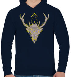 printfashion Hipster szarvas - Férfi kapucnis pulóver - Sötétkék (410323)