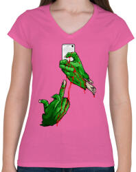 printfashion Szelfi - Női V-nyakú póló - Rózsaszín (153762)