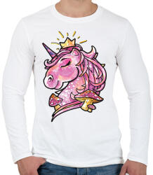 printfashion Unikornis gombákkal - Férfi hosszú ujjú póló - Fehér (1495927)