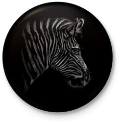 printfashion Zebra portré - Kitűző, hűtőmágnes - Fekete (5028305)