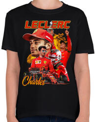 printfashion Charles Leclerc Forma 1 - Gyerek póló - Fekete (13282491)