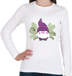 printfashion manó levelekkel - Női hosszú ujjú póló - Fehér (15112529)