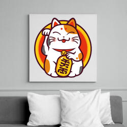 printfashion Lucky cat - Maneki neko - Vászonkép - Fehér (15793665)