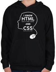 printfashion I know HTML and CSS - Gyerek kapucnis pulóver - Fekete (7241756)