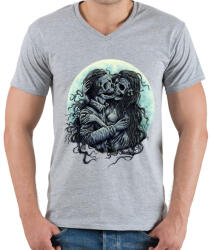 printfashion Halálos Csók - Férfi V-nyakú póló - Sport szürke (4658)