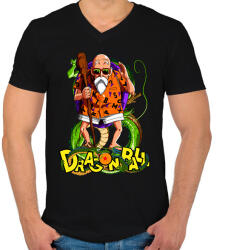 printfashion master roshi - Férfi V-nyakú póló - Fekete (14938071)