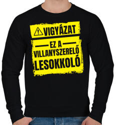 printfashion Vigyázat ez a villanyszerelő lesokkoló - Férfi pulóver - Fekete (7456776)