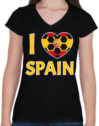 printfashion I love Spain - Női V-nyakú póló - Fekete (10788346)