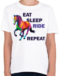 printfashion Eat sleep RIDE repeat - Gyerek póló - Fehér (6324088)
