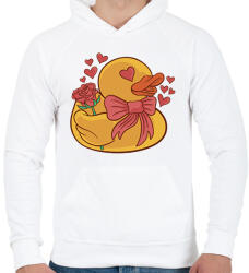 printfashion Valentin napi kacsa - Férfi kapucnis pulóver - Fehér (13272775)