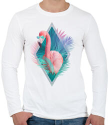 printfashion Tropical leaves - Férfi hosszú ujjú póló - Fehér (239625)