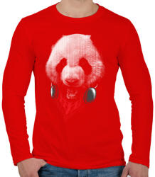 printfashion Elegáns panda - Férfi hosszú ujjú póló - Piros (119319)