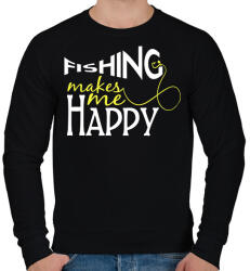 printfashion Fishing makes me happy - Férfi pulóver - Fekete (2457681)