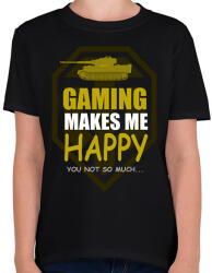 printfashion GAMING MAKES ME HAPPY - Gyerek póló - Fekete (2403504)