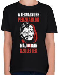 printfashion A legnagyobb pénzrablók májusban születtek - Gyerek póló - Fekete (4679517)