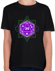 printfashion Sci-Fi D20 (Lila-Zöld) - Gyerek póló - Fekete (2654338)