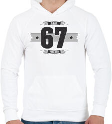 printfashion b-day-67-dark-lightgrey - Férfi kapucnis pulóver - Fehér (514818)