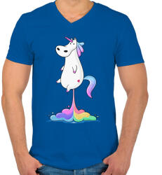 printfashion Unicornis fart RAINBOW - Férfi V-nyakú póló - Királykék (2442771)