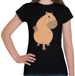 printfashion Körmös capybara - Női póló - Fekete (13683077)