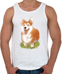 printfashion Corgi kutyus - Férfi atléta - Fehér (12099432)