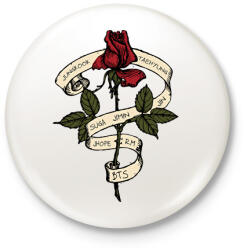 printfashion BTS rózsa - Kitűző, hűtőmágnes - Fehér (3080585)