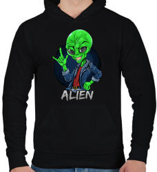 printfashion Alien - Férfi kapucnis pulóver - Fekete (14087759)