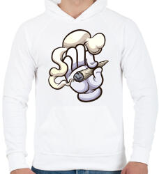 printfashion Cigiző kéz - Férfi kapucnis pulóver - Fehér (2872835)