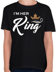 printfashion I'M HER KING - Gyerek póló - Fekete (1156788)