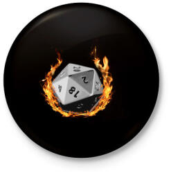 printfashion Lángoló D20 - Kitűző, hűtőmágnes - Fekete (3102945)