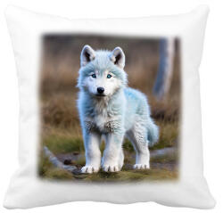 printfashion kölyök farkas / husky - Párnahuzat, Díszpárnahuzat - Fehér (15151366)