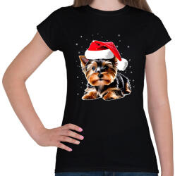 printfashion Yorkie kutyus a hóban - Női póló - Fekete (15214455)