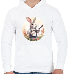 printfashion Banjos nyuszi - Férfi kapucnis pulóver - Fehér (13878064)