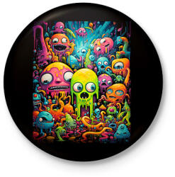 printfashion Cute Monsters - Kitűző, hűtőmágnes - Fekete (15882262)