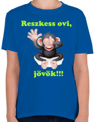 printfashion Reszkess ovi majom - Gyerek póló - Királykék (14129267)