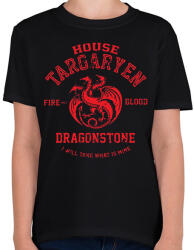 printfashion House Targaryen - Gyerek póló - Fekete (16503978)