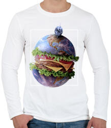 printfashion Burger bolygó - Férfi hosszú ujjú póló - Fehér (13365413)