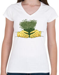 printfashion Kertész - Női V-nyakú póló - Fehér (14595635)